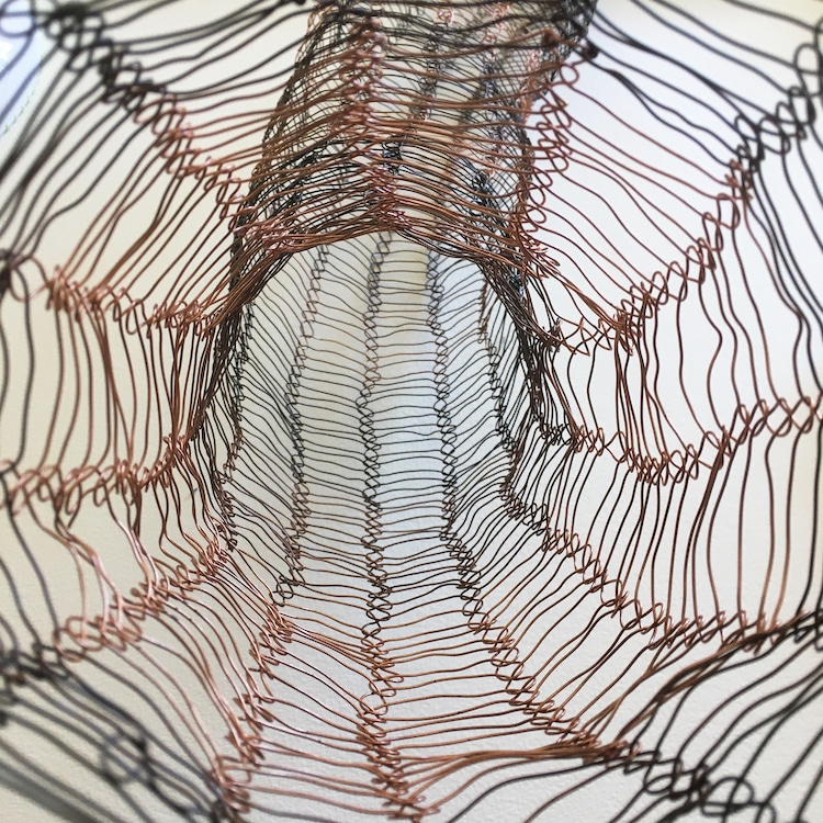 Copper Wire Basket Art by Sally Blake