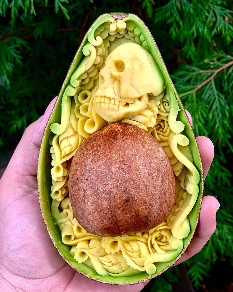 Avocado Carving Food Art by Daniele Barresi
