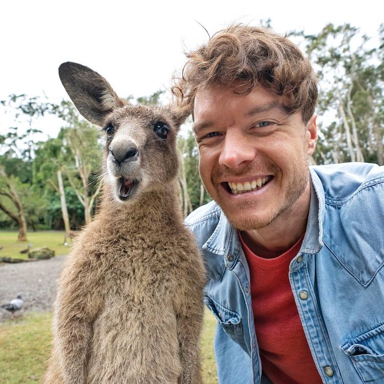 Allan Dixon Animal Selfie with Kangeroo