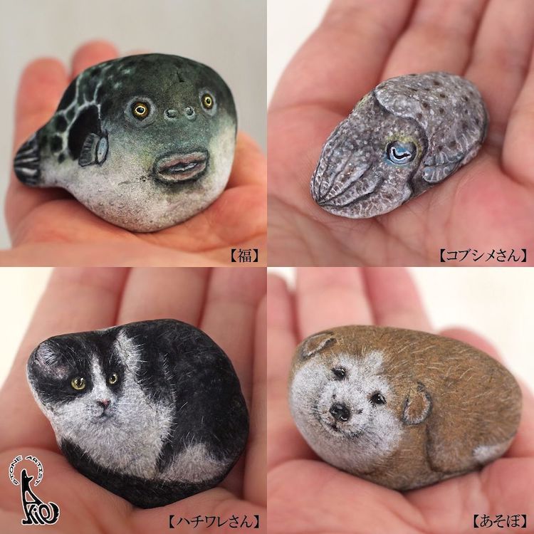 Animal Stone Painting by Akie Nakata