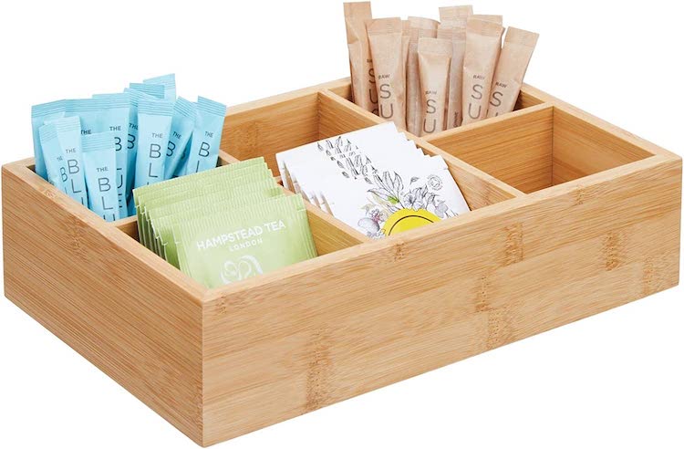 bamboo tea organizer basket