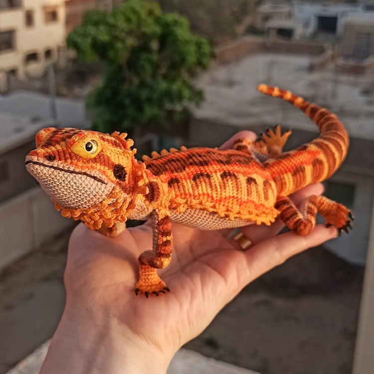 Patrón de crochet para hacer un dragón barbudo
