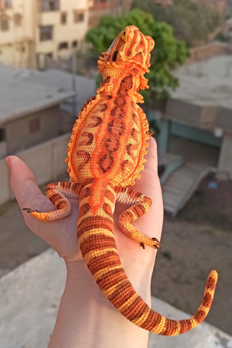Patrón de crochet para hacer un dragón barbudo