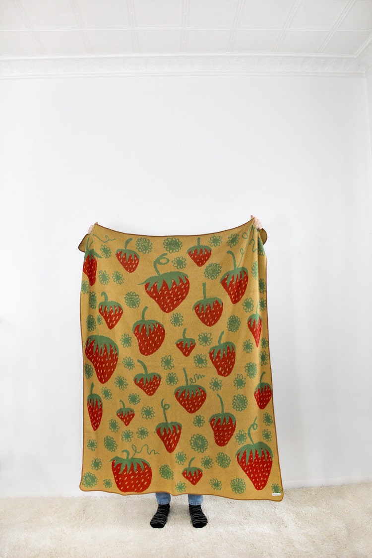 Strawberry Fields Knit Blanket