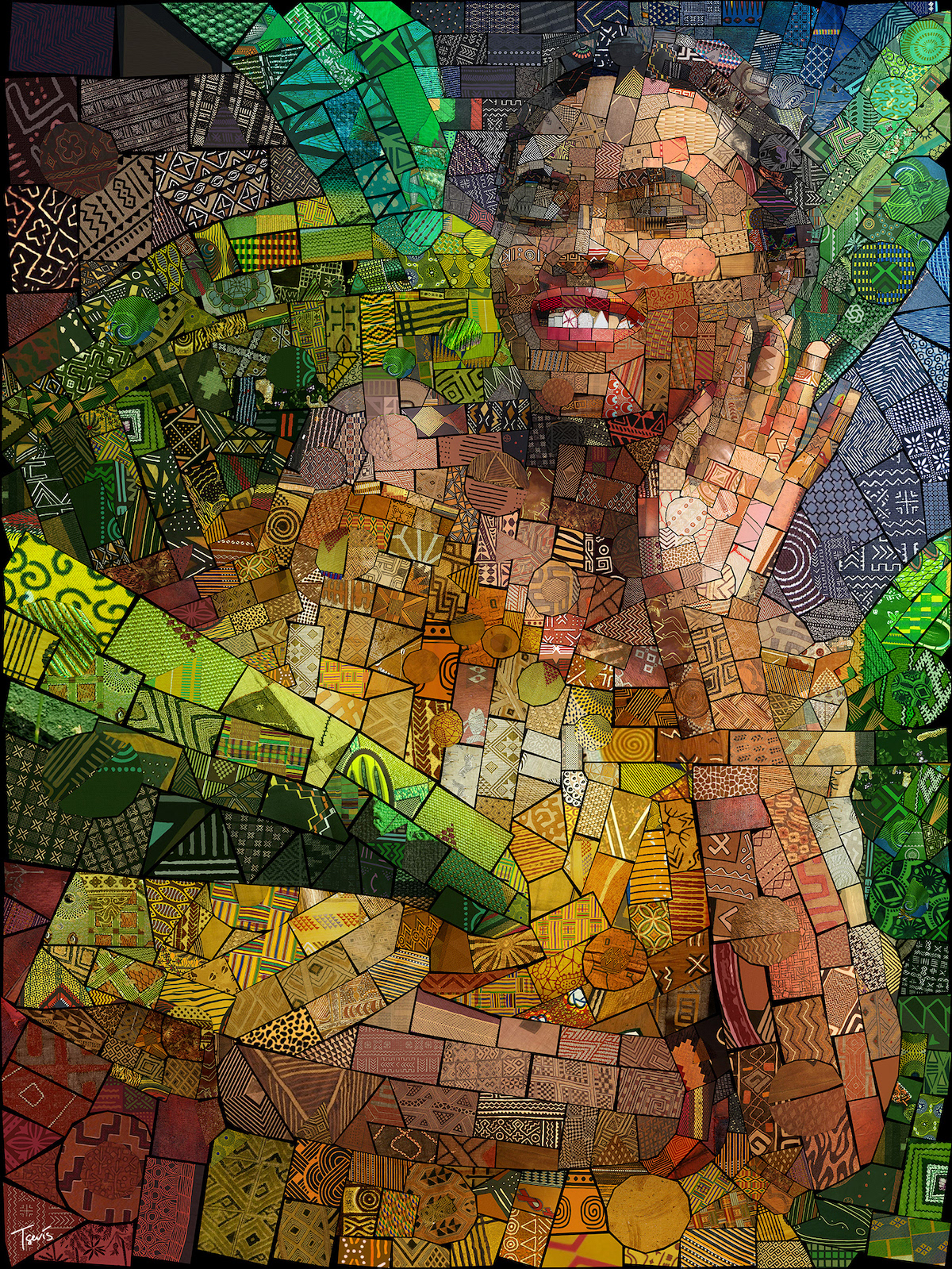 Charis Tsevis African Bricks Mosaic Portrait Art