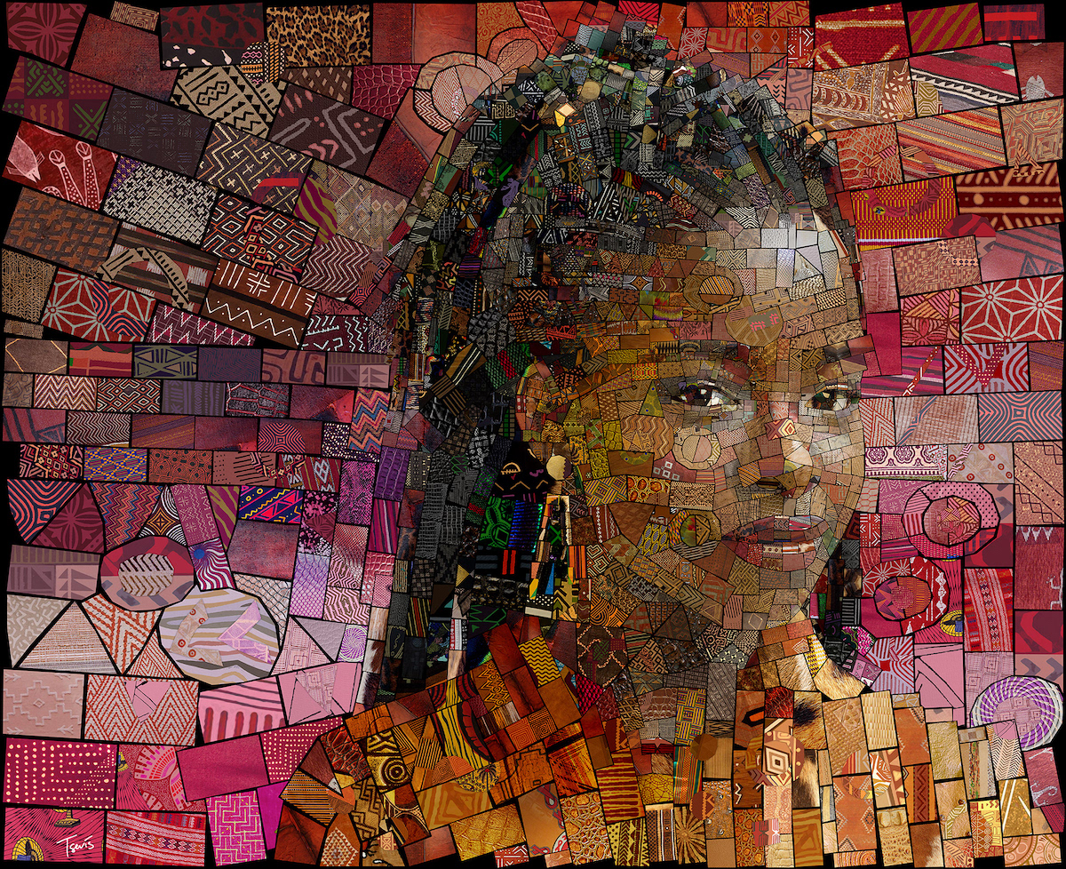 Charis Tsevis African Bricks Art portrait en mosaïque