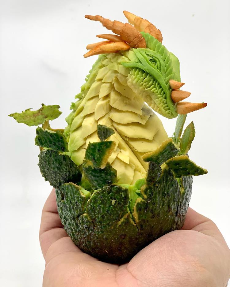 Carved Avocado Food Art