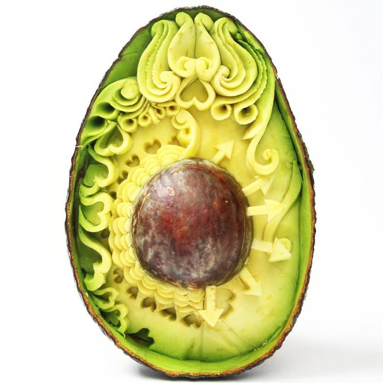 Carved Avocado Food Art