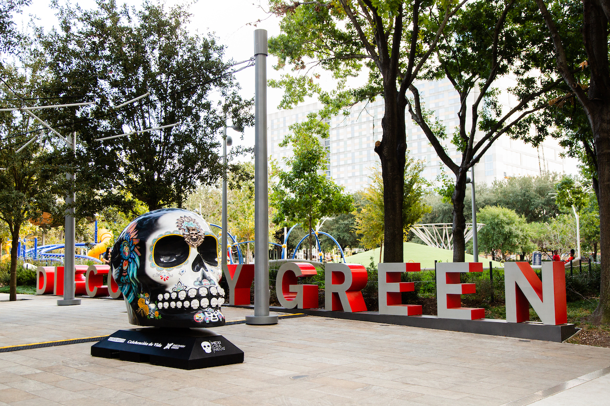 Giant Painted Skulls Line Houston's Discovery Green for Day of the Dead