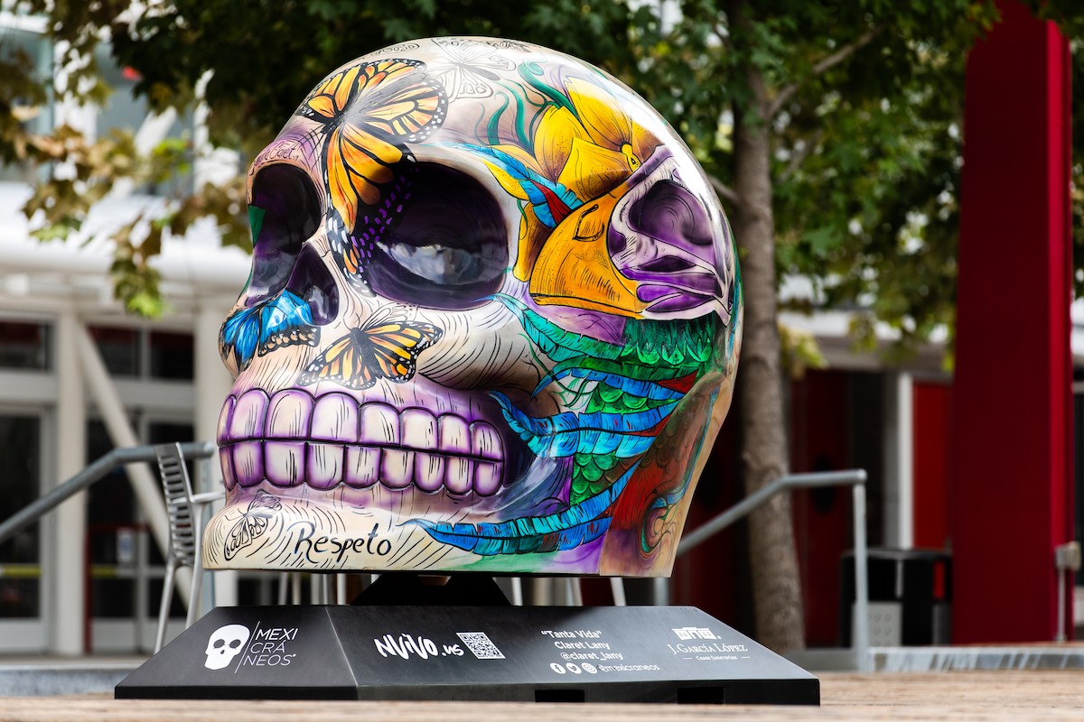 Giant Painted Skulls Line Houston's Discovery Green for Day of the Dead