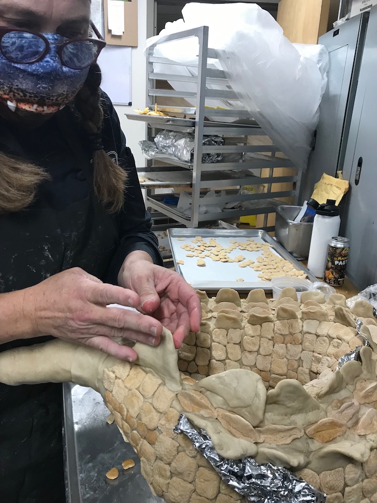 Alligator Sculpted From Bread