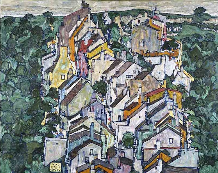 Pueblo rodeado de naturaleza de Egon Schiele