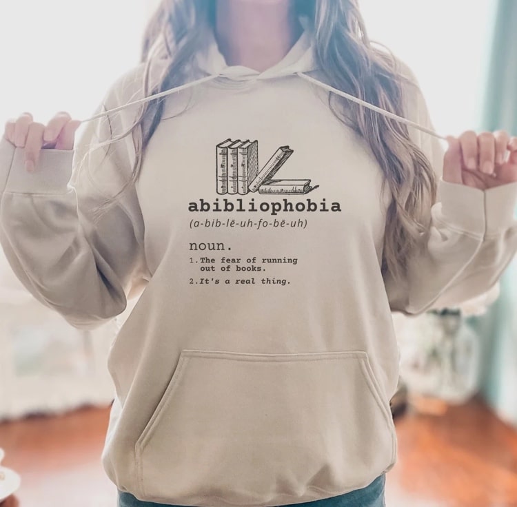 Abibliophobia Sweatshirt. Book lover gift.