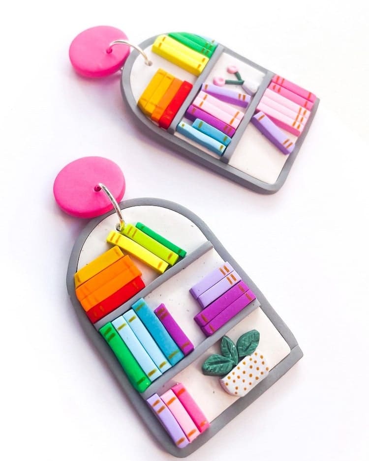 Colorful Book Statement Earrings