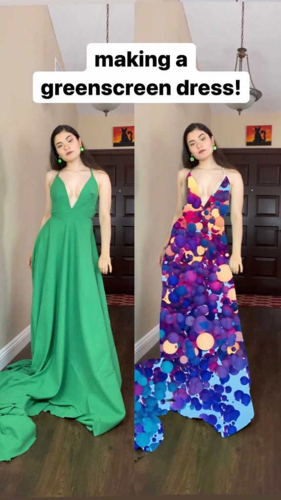 Woman Designs Greenscreen Dress That Looks Like It’s Changing Color and ...