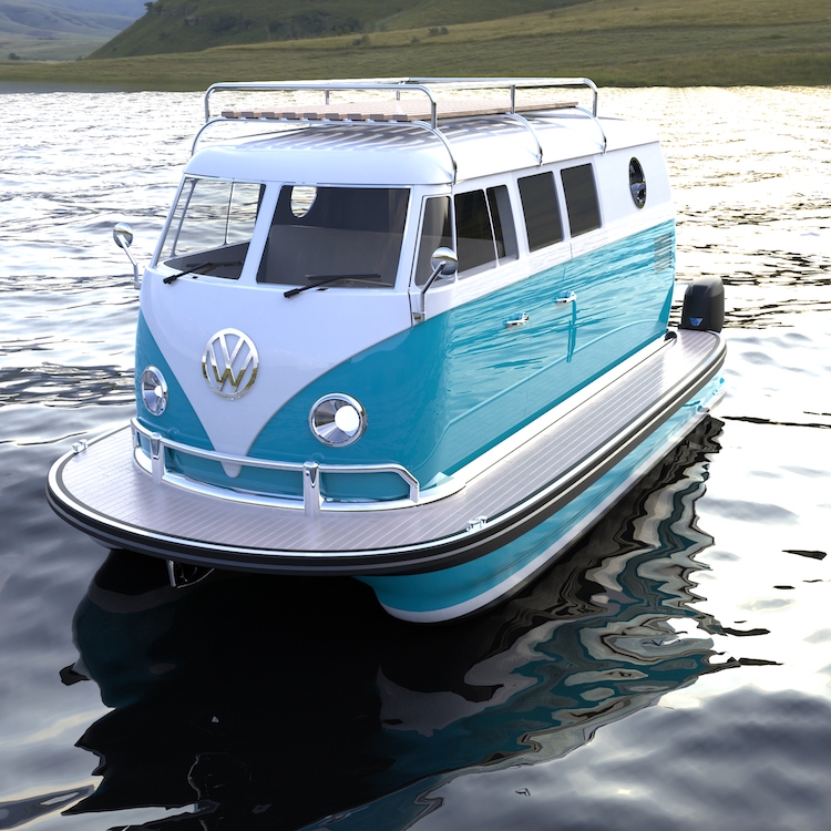 This Creative Concept Design Turns A Vw Bus Into Luxury Pontoon Boat - Volkswagen Van Room Decor