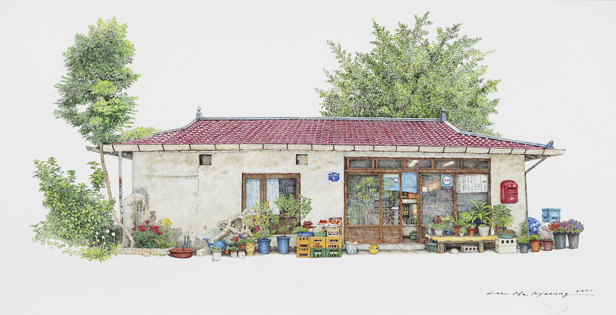 South Korean Artist Chronicles Drawings of Small Corner Shop Buildings