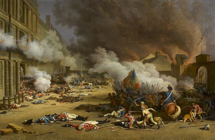 Prise du palais des Tuileries le 10 août 1792, peinture à l'huile de Jean Duplessis-Bertaux