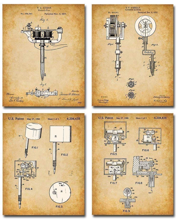 Tattoo Machine Patent Prints