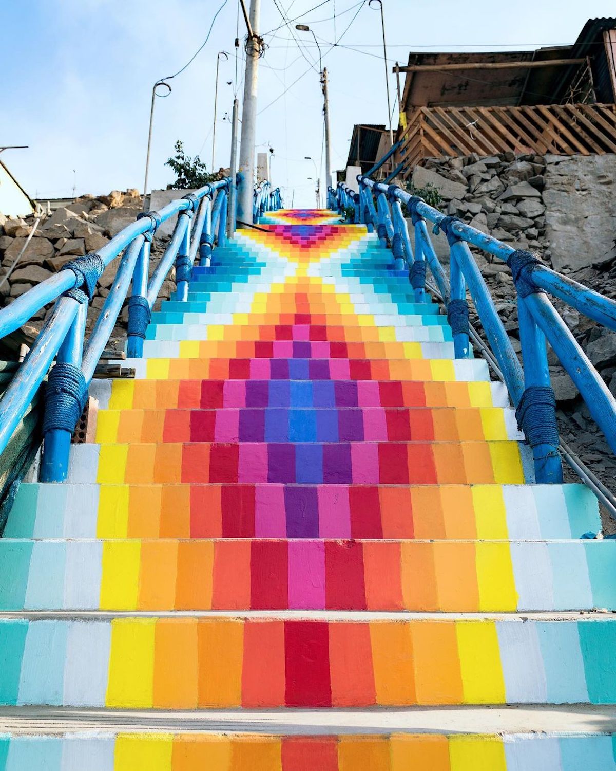 Beautiful Staircases Painted Like Andean Textiles