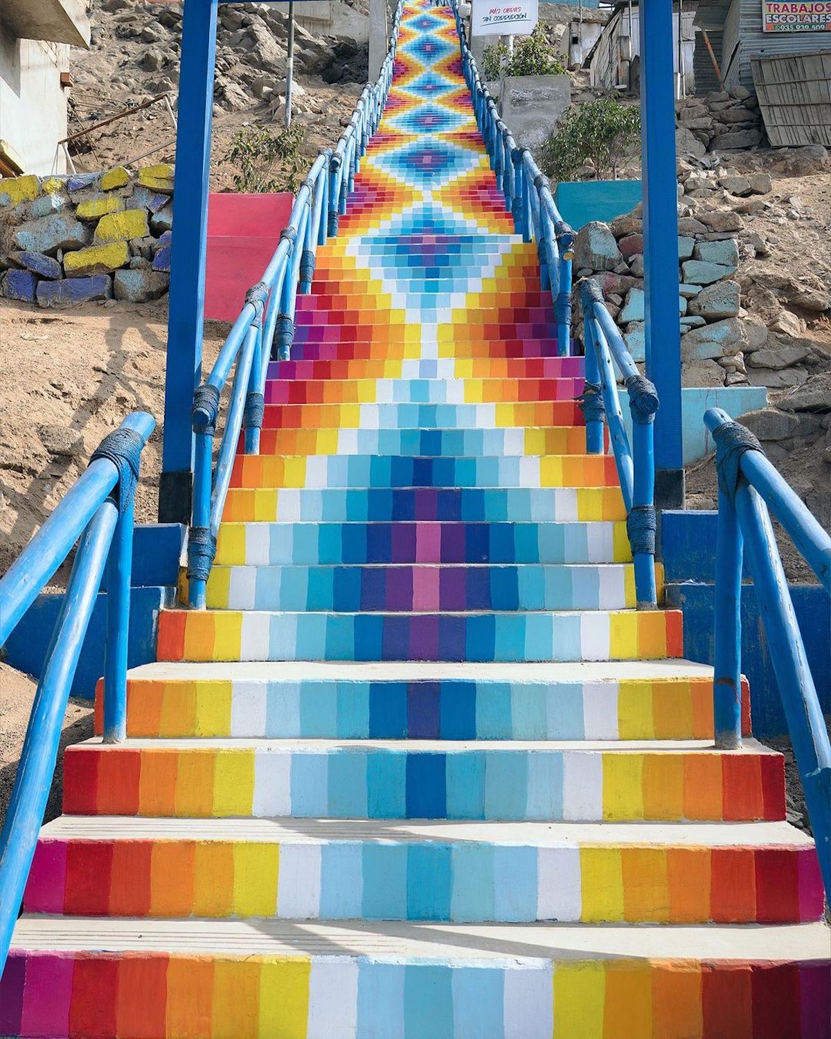 Beautiful Staircases Painted Like Andean Textiles