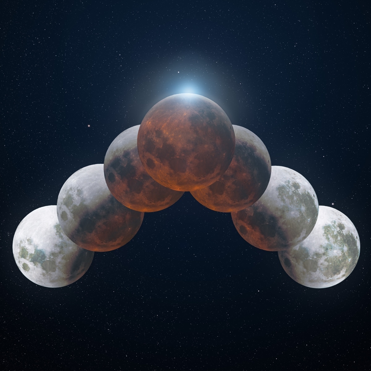 Foto compuesta del eclipse lunar parcial por Andrew McCarthy