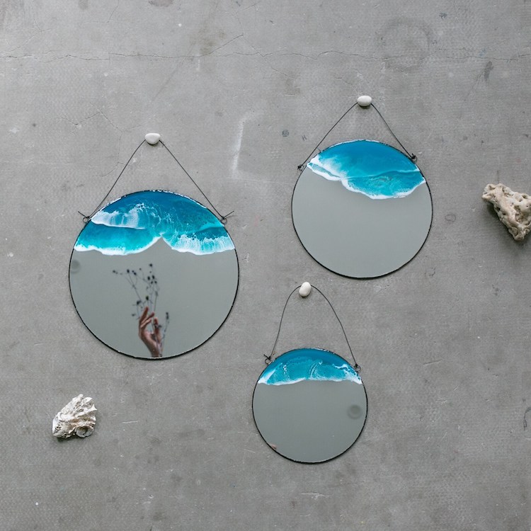 Miroirs en résine océan par Anna Paschenko