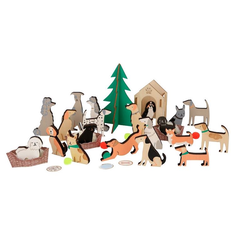 Wooden Dog Advent Calendar Suitcase