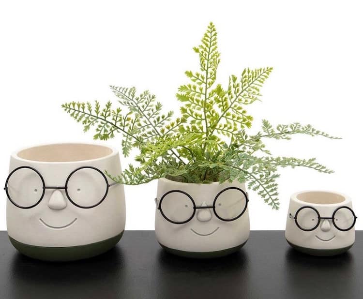 Ceramic Planter with Glasses