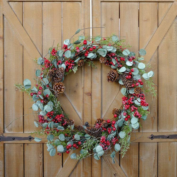 Artificial Farmhouse Christmas Wreath with Berries
