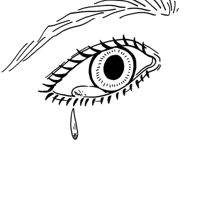 Dibujo de un ojo con lágrimas