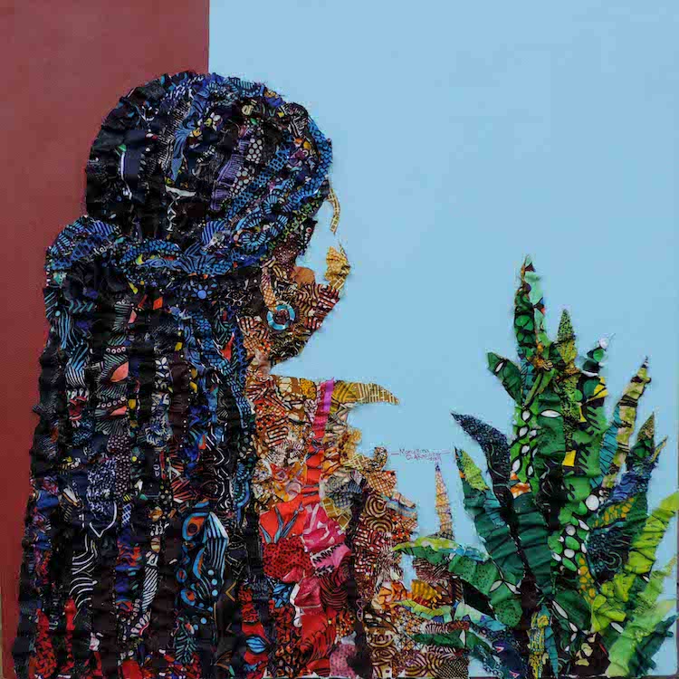 Tissu imprimé africain Ankara art technique mixte par Marcellina Akpojotor