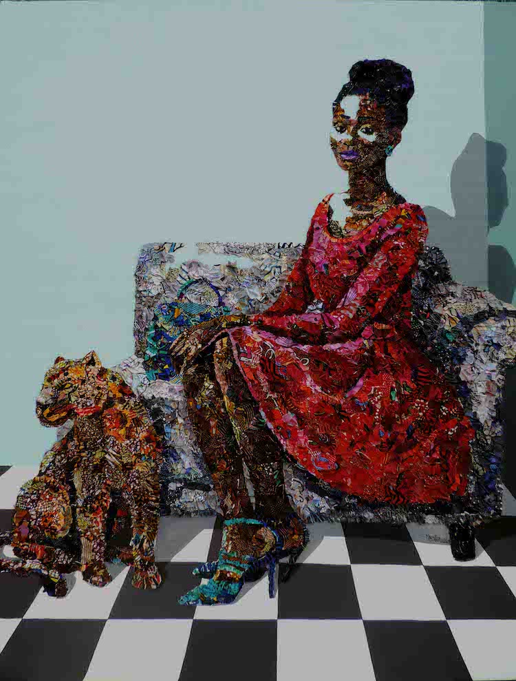Tissu imprimé africain Ankara art technique mixte par Marcellina Akpojotor