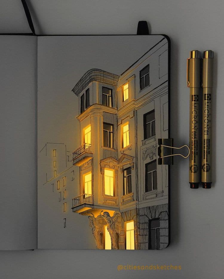 Increíbles bocetos de arquitectura cobran vida con toques de 
