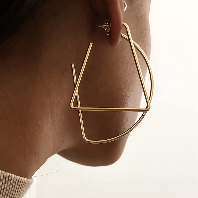 JLani Geometric Gold Hoop Earrings