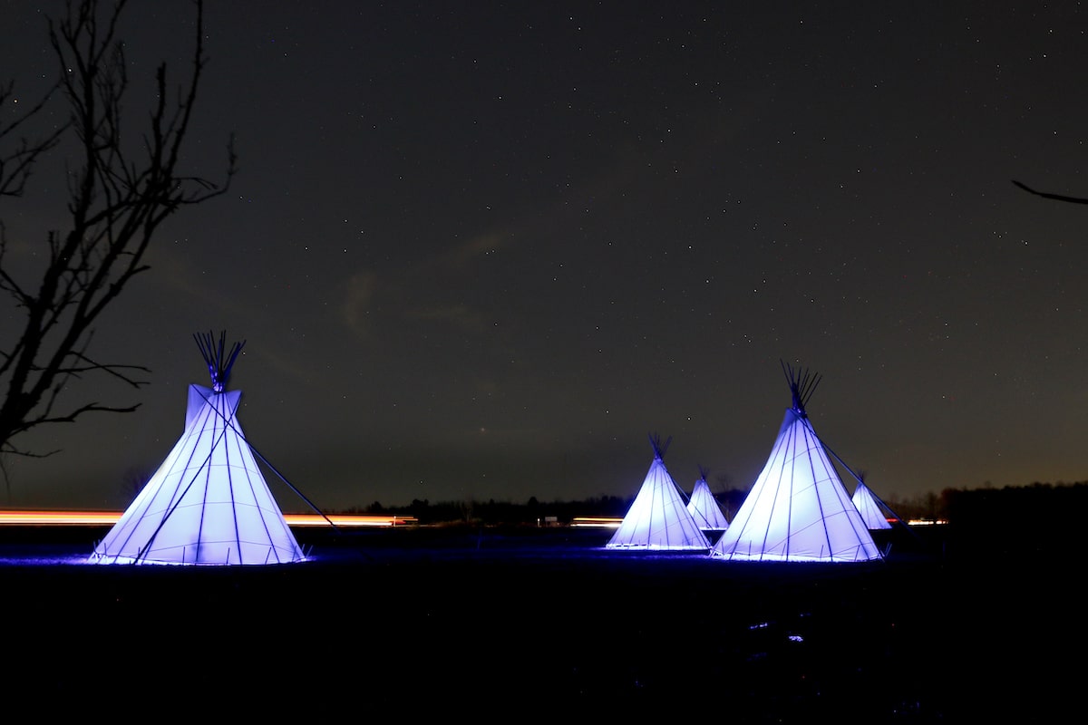 Illuminated Tipis on Oneida Indian Nation Land