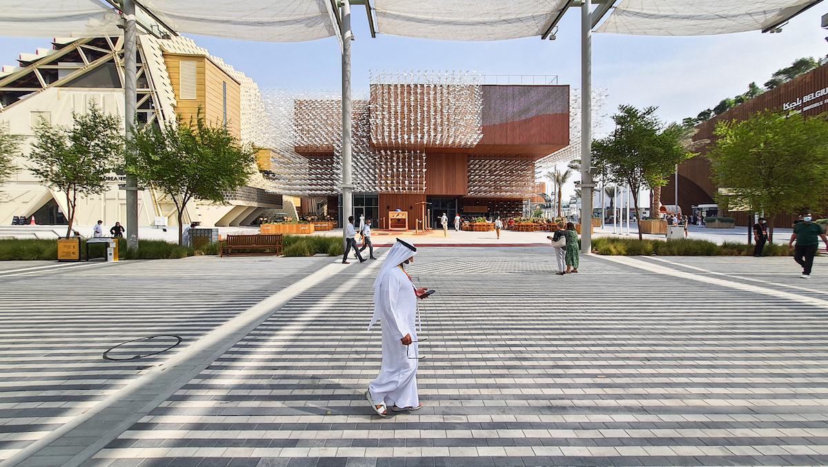 Exterior view of the Polish Pavilion at Dubai Expo 2020