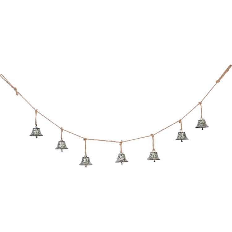 Rustic Silver Christmas Bell Garland