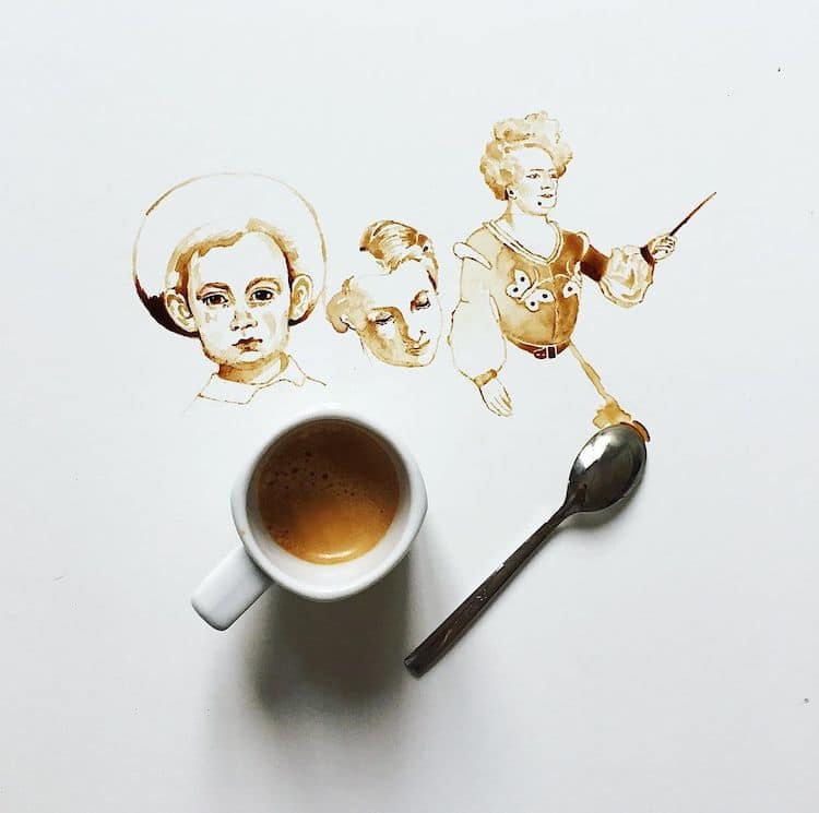 Giulia Bernardelli의 엎질러진 커피 아트