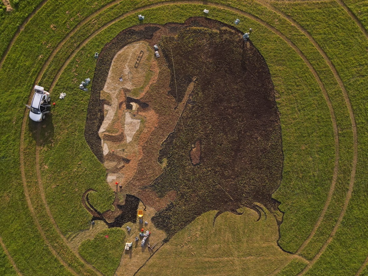 Portrait of Kamala Harris Dug Into the Earth