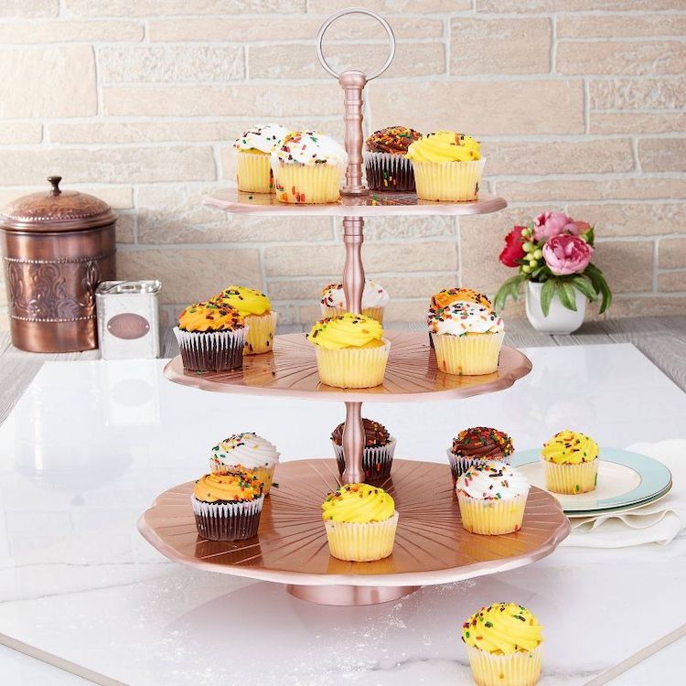 Copper Three Tiered Dessert Tray