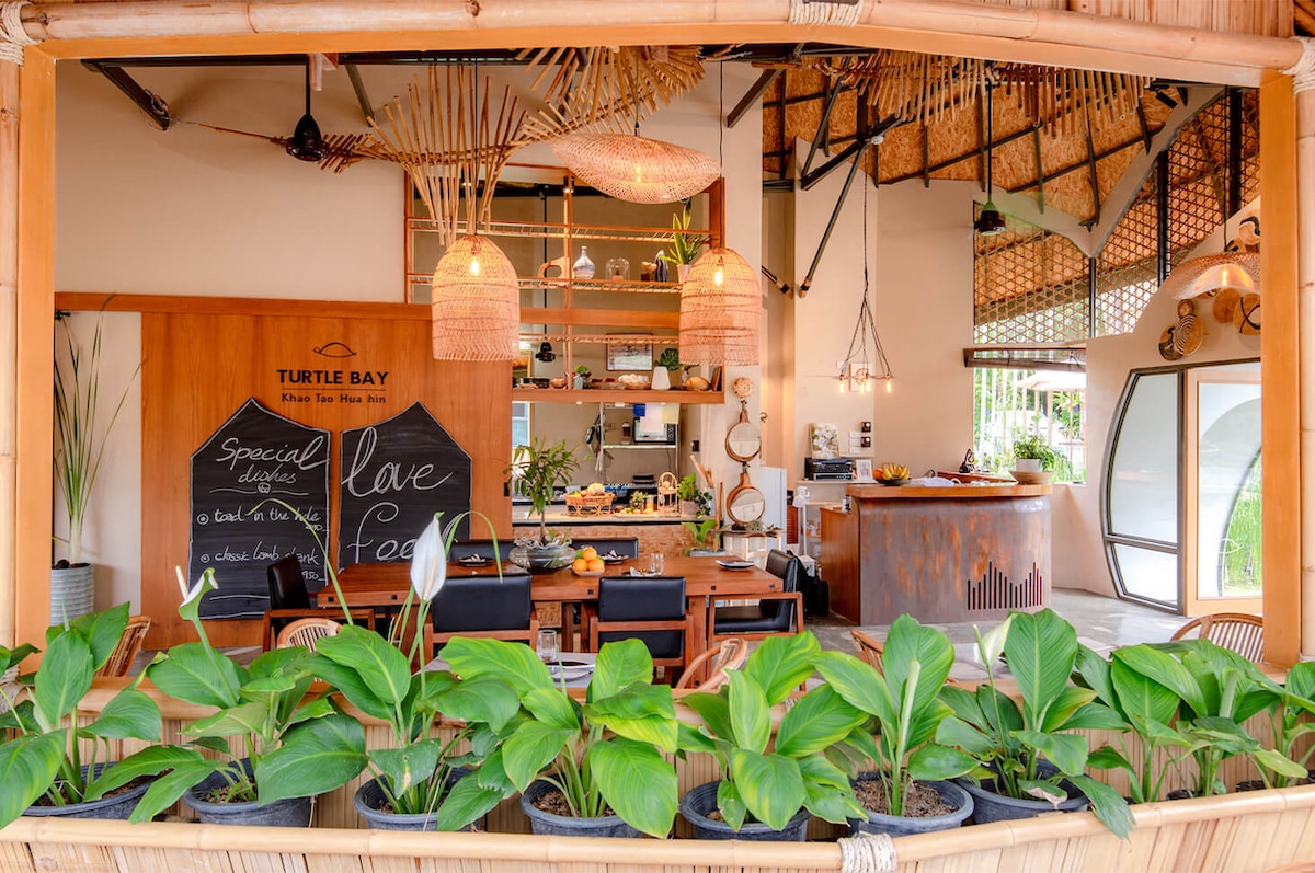 Interior of the Bamboo Bungalows in Hua Hin's Turtle Bay, an Eco-Tourism Destination in Thailand