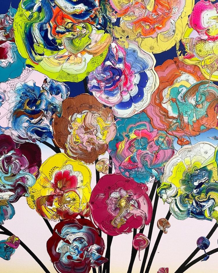 Abstract Flower Paintings by Yuta Okuda