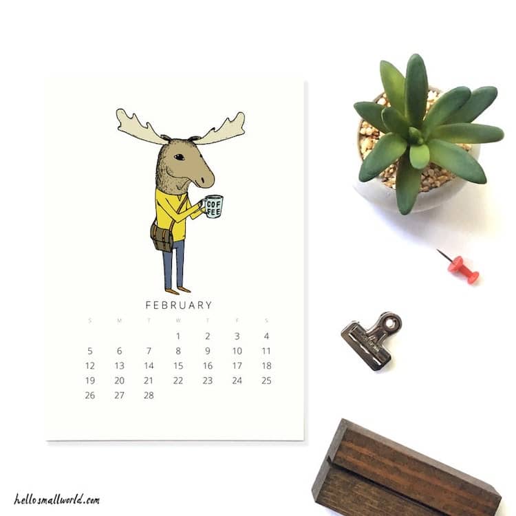 Cute Animal Illustration Desk Calendar