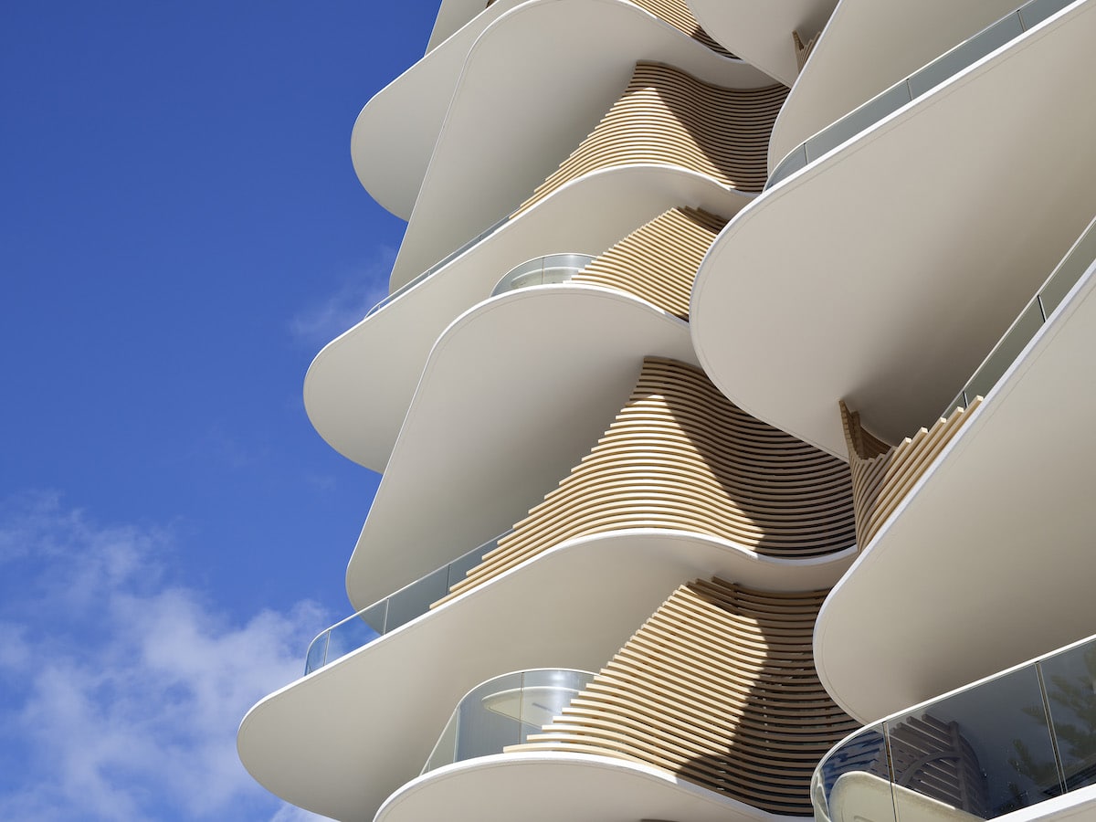 Close-up of Norfolk Tower by Koichi Takada Architects