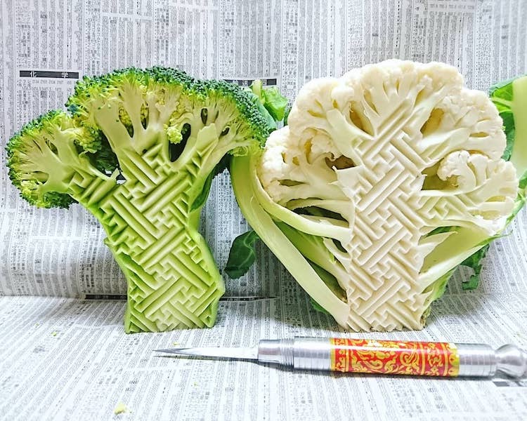 Sculpture de légumes par l'artiste culinaire Gaku width=