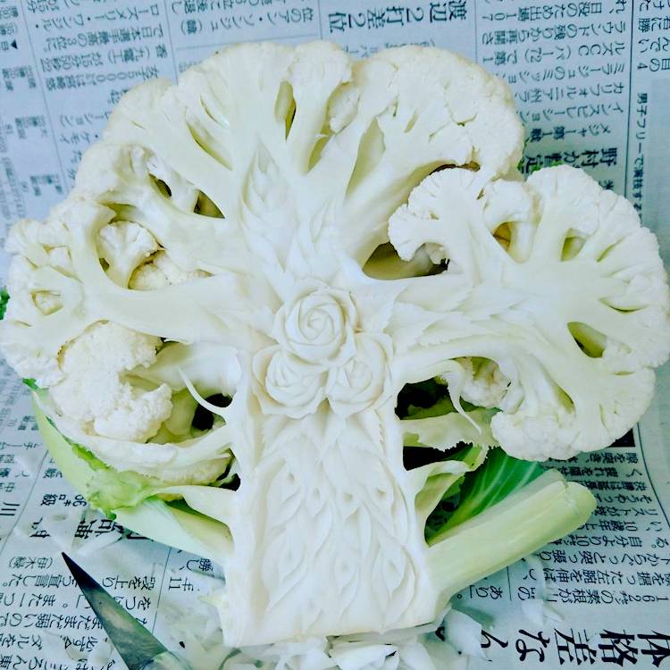 Sculpture de légumes par l'artiste culinaire Gaku