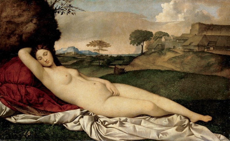 Peinture de la Belle au bois dormant de Giorgione