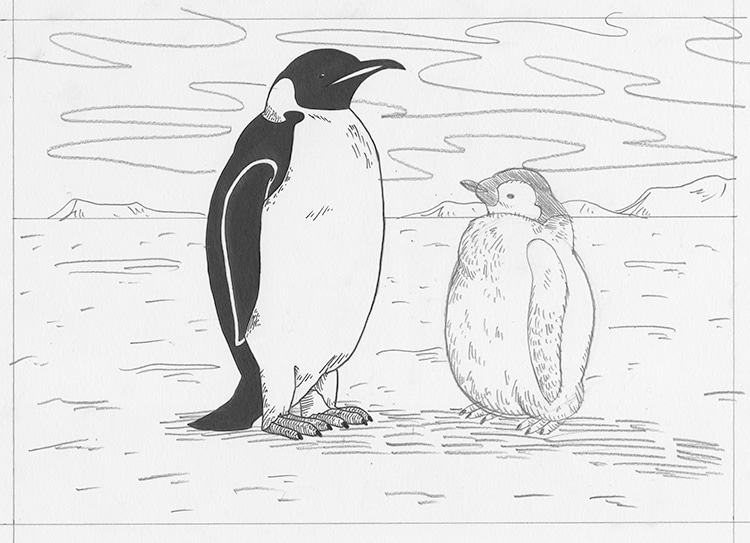 baby penguins drawing