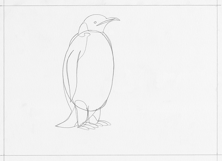 Animal drawings] How to draw a Penguin - Easy penguin drawing